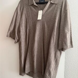 Abercrombie & Fitch Taupe Short Sleeve Knit Polo